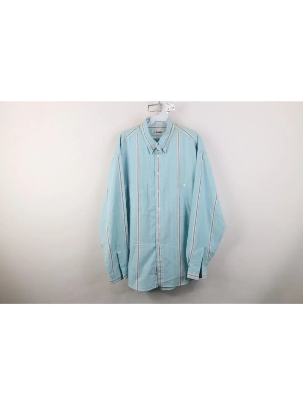 Vintage 80s Levis Mens XL Striped Color Block Oxford Collared Button Down Shirt